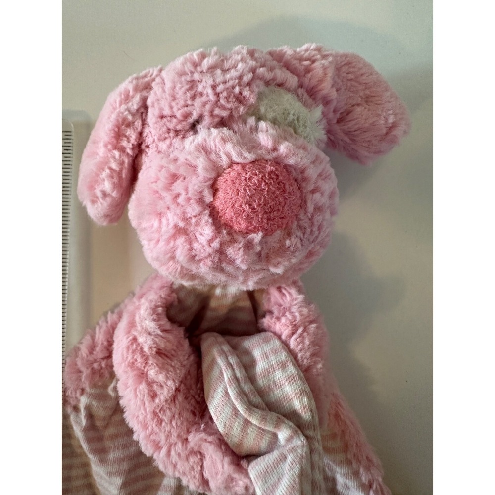 Mary Meyer Dog Pink Security Blanket Plush Stripes Knotted 12 in Lovey